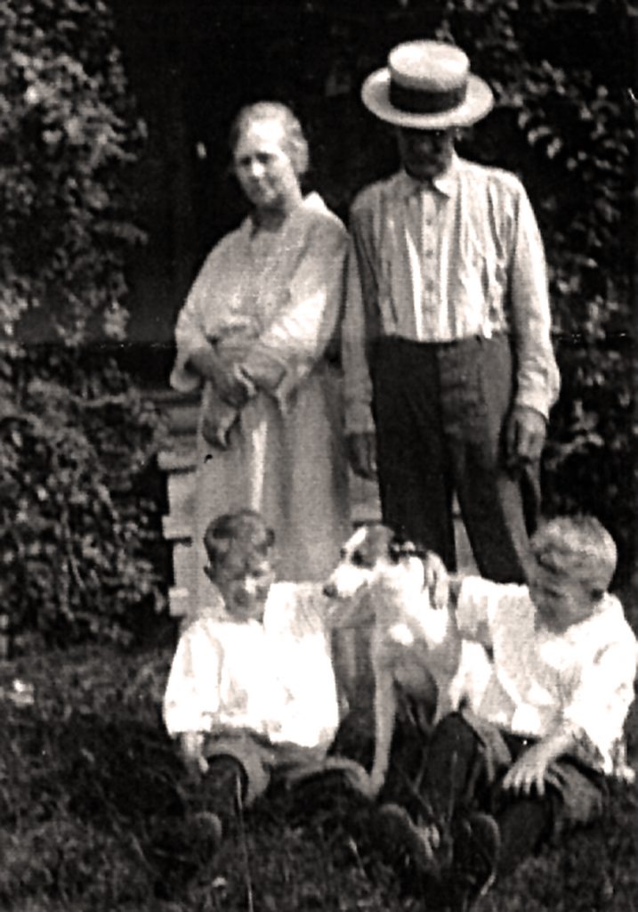 George Elzy Hill and wife, Fitzhugh Lespy (Watkins) Hill, with Grandsons, Raymond Julius Hill, Jr. and Roland George Hill